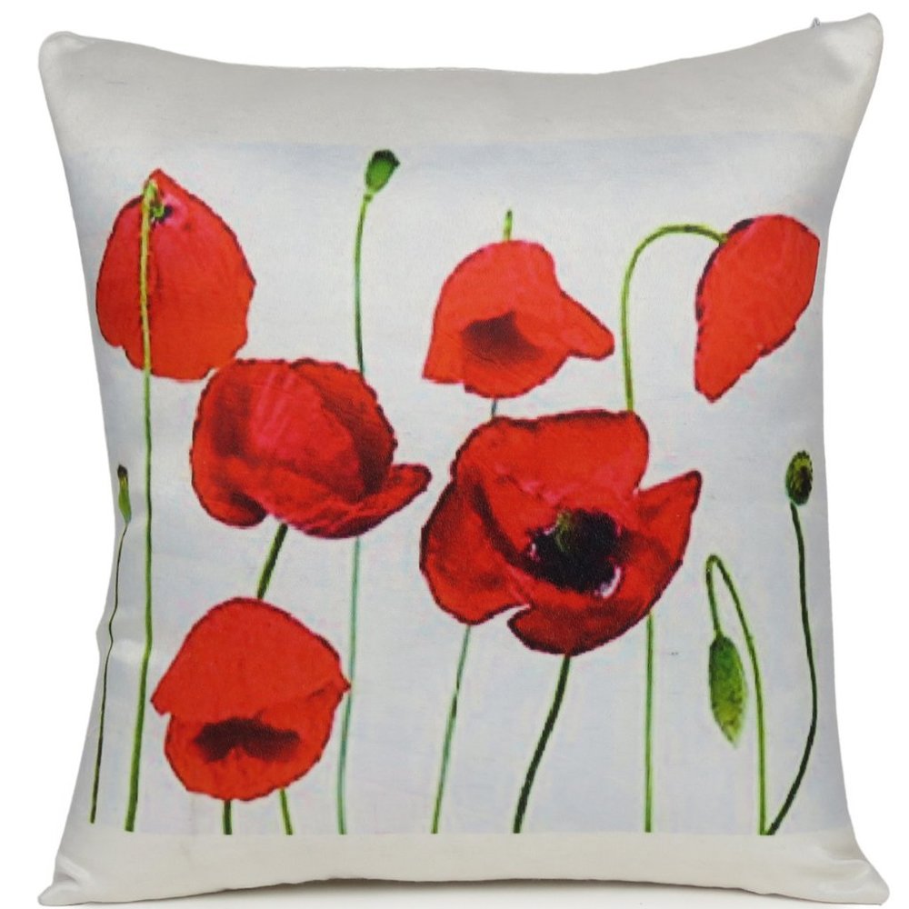 Oussum Home Decorative Red Floral Digital Print Cushion Pillow Cover for Party